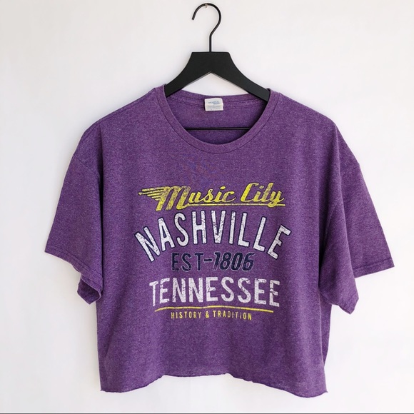 Vintage Tops - Music City Nashville Cropped Graphic Tee